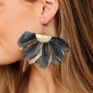Beautiful black and gold dangling earrings